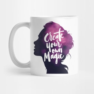 Create Your Own Magic - Woman Silhouette Space Colors Mug